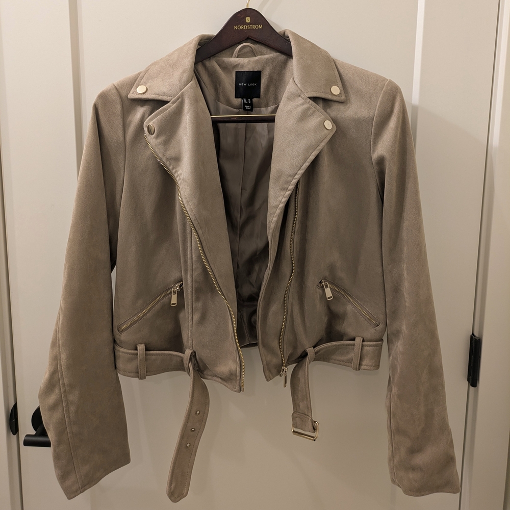 New Look - Faux Suede Moto Jacket